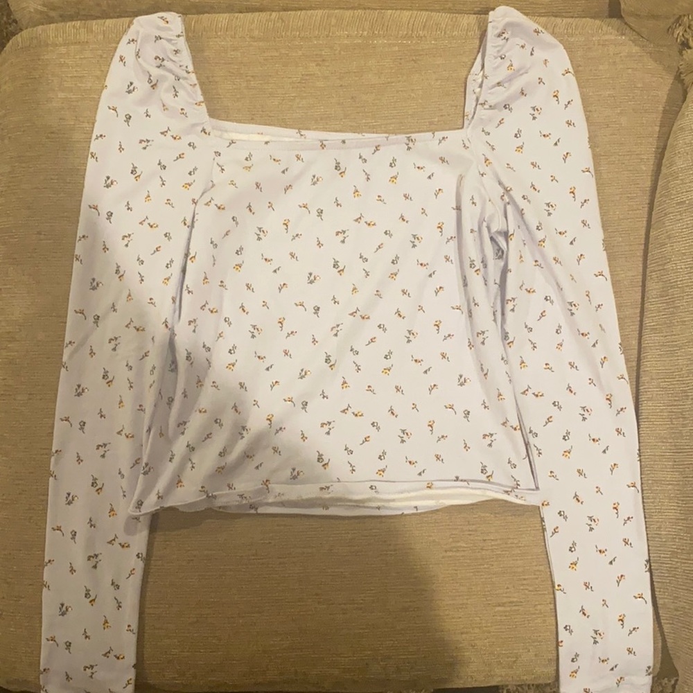 Floural Blue Square Neck Blouse Top